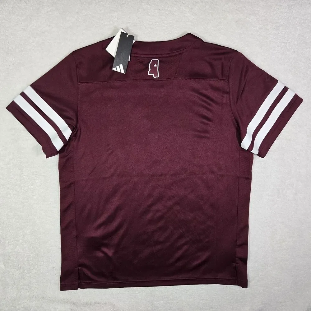 $100 Adidas Mississippi State Bulldogs NCAA Mens Large Football Home Jersey L